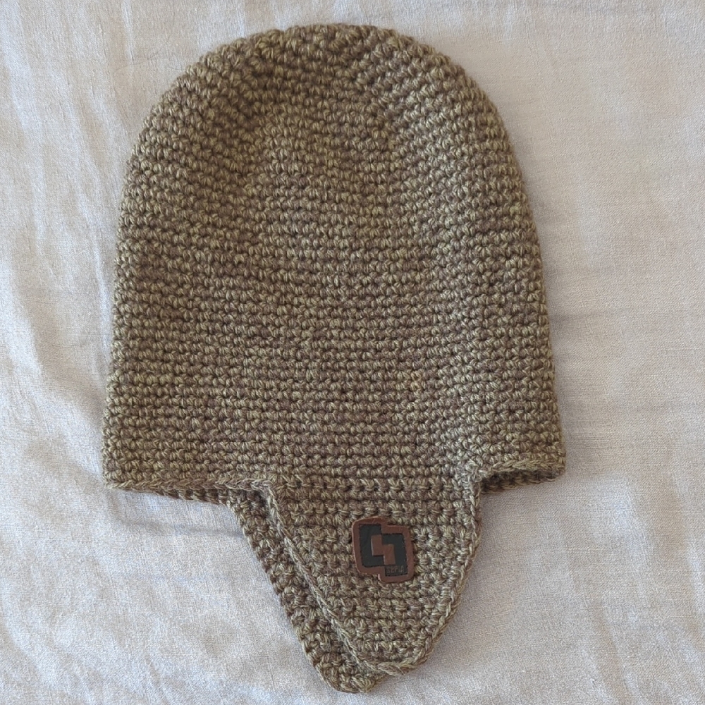 Sepia Crochet Ear Flap Beanie